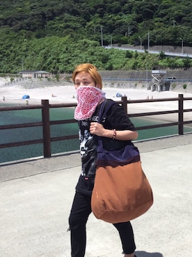 「SHAREEF（シャリーフ）のアイテム（バッグ）」を使った、驚太郎さん（メンズ・164cm）の夏コーディネート