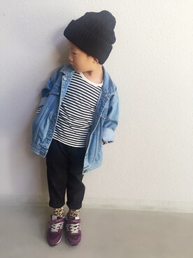 「OSHKOSH（オシュコシュ）のアイテム（デニムジャケット）」を使った、Bambiさん（キッズ・110cm）の秋コーディネート