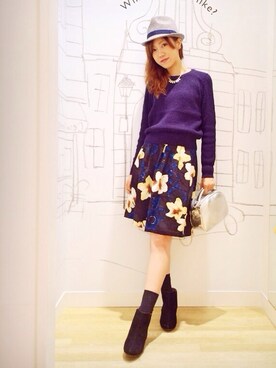 「ひざ丈スカート」｜「アイテム（ブーティ）」を使った、aikoさん（レディース・168cm）の秋コーディネート