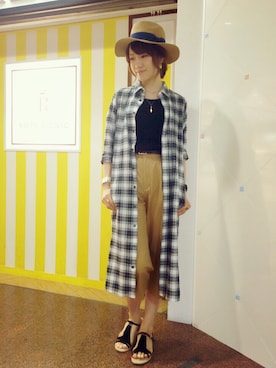 「アイテム（シャツワンピース、ブラック系）」を使った、aikoさん（レディース・169cm）の夏コーディネート