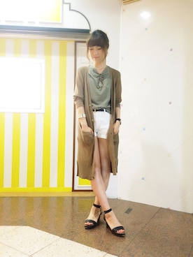 「ロングカーディガン」｜aikoさん（レディース・169cm）の夏コーディネート