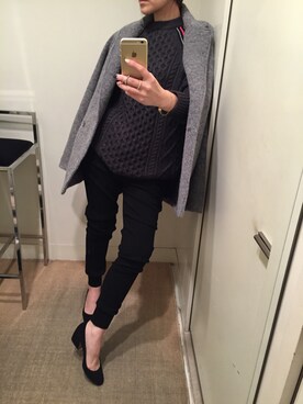「ロングニット」｜「アイテム（その他アウター）」を使った、fredcakeさん（レディース・153cm）の秋コーディネート