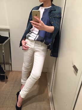 「アイテム（デニムジャケット）」を使った、fredcakeさん（レディース・153cm）の春コーディネート