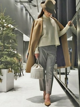 「アイテム（その他アウター、イエロー系）」を使った、Knuckeyさん（レディース・163cm）の冬コーディネート