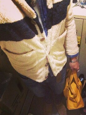 「リッチハーツのアイテム（ニット/セーター、ベージュ系）」を使った、saitoyuuyaさん（メンズ・175cm）の冬コーディネート
