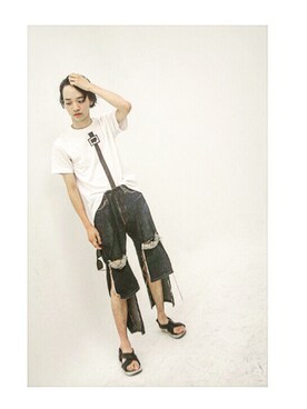 「developonespersonalityのアイテム（Tシャツ/カットソー、ホワイト系）」を使った、Nobuさん（メンズ・172cm）の夏コーディネート