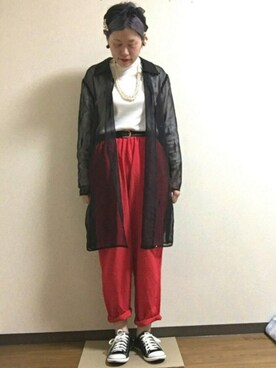 「アイテム（ピアス（片耳用）、ホワイト系）」を使った、なつおさん（レディース・165cm）の春コーディネート