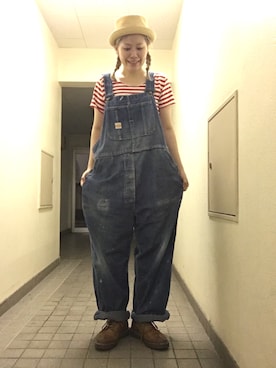 「ボーイッシュ、夏コーデ」｜「アイテム（オールインワン・サロペット）」を使った、なつおさん（レディース・165cm）の夏コーディネート