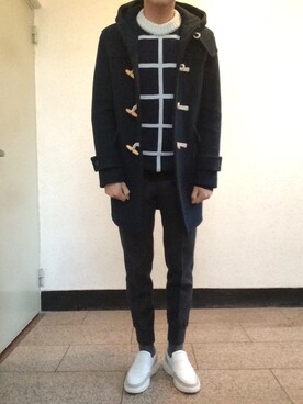 「JW Anderson（ジェイダブリューアンダーソン）のアイテム（ニット/セーター）」を使った、sooさん（メンズ・177cm）の冬コーディネート