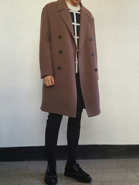 「JW Anderson（ジェイダブリューアンダーソン）のアイテム（ニット/セーター）」を使った、sooさん（メンズ・177cm）の冬コーディネート