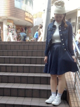 「AS KNOW AS PINKY（アズノゥアズピンキー）のアイテム（デニムジャケット）」を使った、chisatoyamamotoさん（レディース・169cm）の春コーディネート