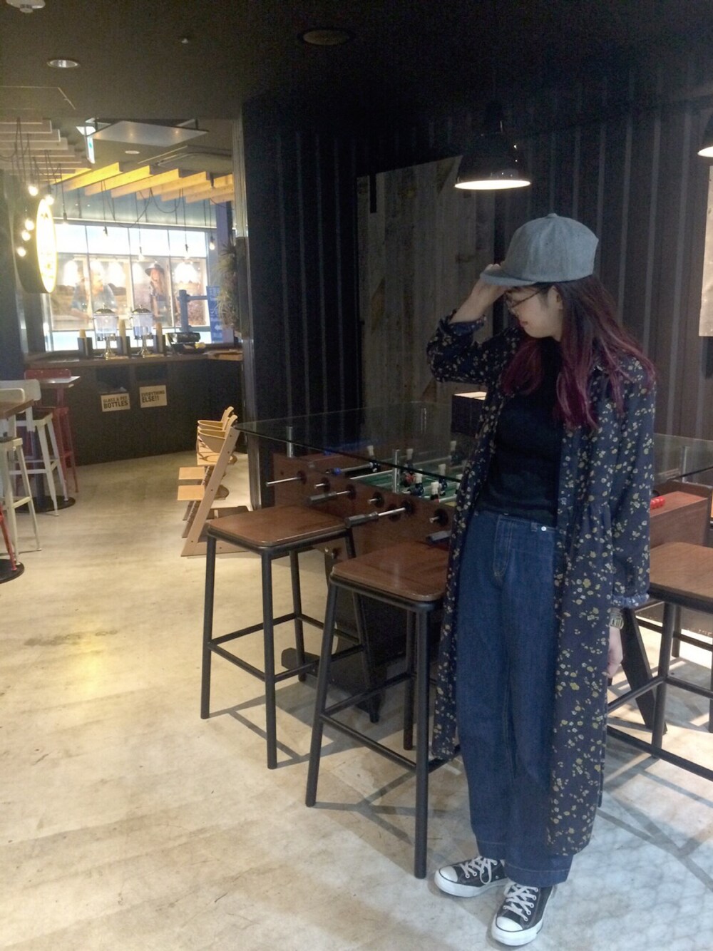 「秋のコーデ、大人カジュアル、スニーカー、デニム、ootd、秋、秋コーデ、ワイドパンツ、スーパーロング、ロング丈」｜「AS KNOW AS PINKYの（P00267）ﾘﾌﾞﾌﾘﾙがお上品ねTK（タンクトップ、ブラック系）」を使った、chisatoyamamotoさん（レディース・169cm）の秋コーディネートの1枚目の写真