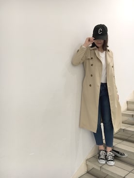 「AS KNOW AS PINKY（アズノゥアズピンキー）のアイテム（トレンチコート）」を使った、chisatoyamamotoさん（レディース・169cm）の春コーディネート