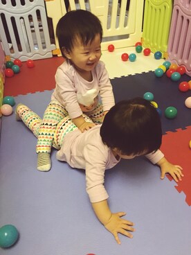 「Carter's（カーターズ）のアイテム（レッグウェア）」を使った、QQSSさん（キッズ・70cm）の秋コーディネート