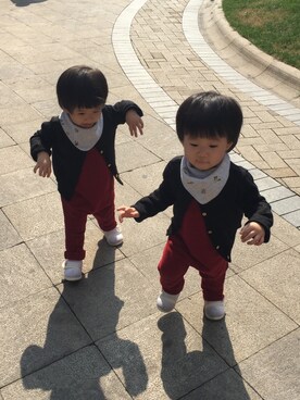 「アイテム（ベビーシューズ/ベビーソックス）」を使った、QQSSさん（キッズ・80cm）の冬コーディネート