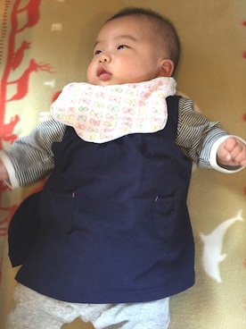 「アイテム（ロンパース、ブラック系）」を使った、ひななさん（キッズ・70cm）の夏コーディネート