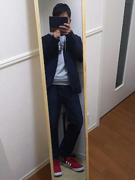 「GLOBAL WORK（グローバルワーク）のアイテム（テーラードジャケット、ブルー系）」を使った、ケーンさん（メンズ・164cm）の春コーディネート