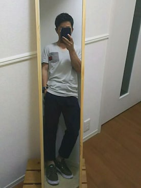 「NIKE（ナイキ）のNIKE/ナイキ トキ LOW TXT プリント 631697（スニーカー、グリーン系）」を使った、ケーンさん（メンズ・164cm）の春コーディネート