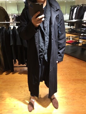 「Yohji Yamamoto（ヨウジヤマモト）のアイテム（トレンチコート）」を使った、よっしーさん名古屋さん（メンズ・176cm）の夏コーディネート