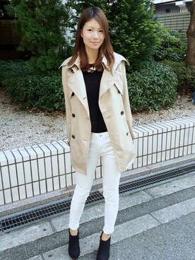 「EGOIST（エゴイスト）のアイテム（トレンチコート）」を使った、Amber Chongさん（レディース・168cm）の秋コーディネート