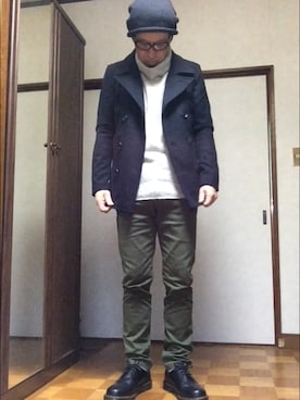 「RAGEBLUE」｜「アイテム（ピーコート）」を使った、そらさん（メンズ・174cm）の冬コーディネート