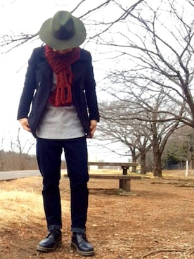 「RAGEBLUE」｜「アイテム（ピーコート）」を使った、そらさん（メンズ・174cm）の冬コーディネート