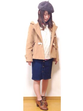 「COMME CA ISM（コムサイズム）のアイテム（ハンチング/ベレー帽）」を使った、まなぴさん（レディース・152cm）の秋コーディネート