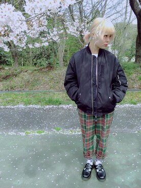 「G.V.G.V.（ジーヴィージーヴィー）のアイテム（ブルゾン）」を使った、RIO MATSUMOTO  /TENさん（レディース・159cm）の春コーディネート