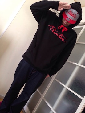 「PRIMITIVE（プリミティブ）のアイテム」を使った、りん　だいきさん（メンズ・180cm）の冬コーディネート