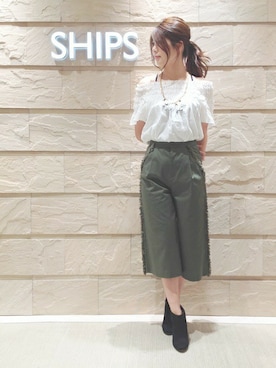 「Khaju（カージュ）のアイテム」を使った、岡田さん（レディース・162cm）の夏コーディネート