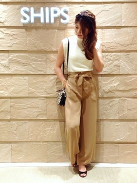 「Khaju（カージュ）のアイテム」を使った、岡田さん（レディース・162cm）の夏コーディネート