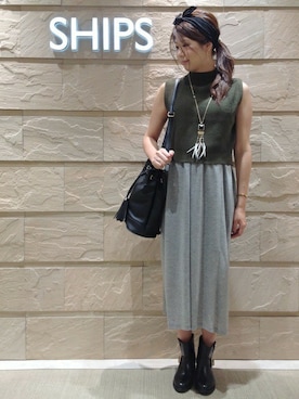 「Khaju（カージュ）のアイテム」を使った、岡田さん（レディース・162cm）の夏コーディネート