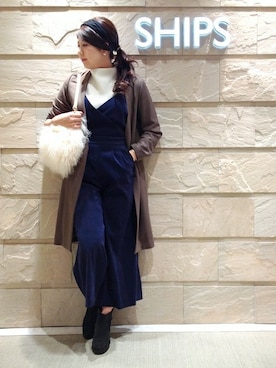 「Khaju（カージュ）のアイテム」を使った、岡田さん（レディース・162cm）の秋コーディネート