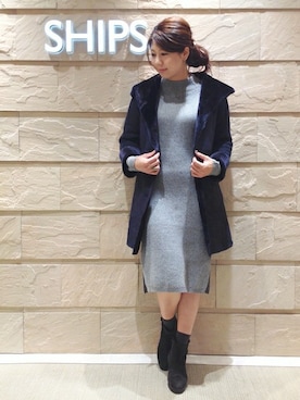 「Khaju（カージュ）のアイテム（その他アウター）」を使った、岡田さん（レディース・162cm）の秋コーディネート