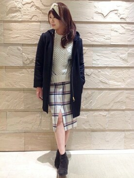 「Khaju（カージュ）のアイテム（その他アウター）」を使った、岡田さん（レディース・162cm）の冬コーディネート