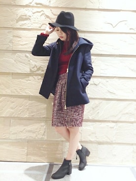 「Khaju（カージュ）のアイテム（その他アウター）」を使った、岡田さん（レディース・162cm）の秋コーディネート