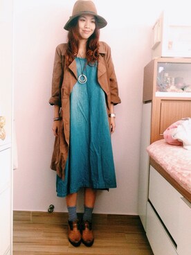 「GLOBAL WORK（グローバルワーク）のアイテム（ドレス）」を使った、cammyipさん（レディース・160cm）の秋コーディネート