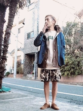 「Champion」｜「アイテム（カバーオール）」を使った、さん（メンズ・177cm）の秋コーディネート