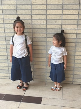 「ガウチョパンツ」｜「アイテム（デニムパンツ）」を使った、Tomoさん（キッズ・90cm）の夏コーディネート