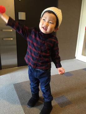 「BEAMS（ビームス）のアイテム（シューズ）」を使った、ichiさん（キッズ・90cm）の秋コーディネート