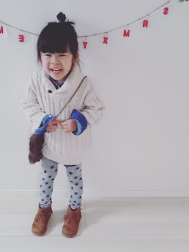 「アイテム（シャツワンピース）」を使った、mi-maさん（キッズ・90cm）の冬コーディネート