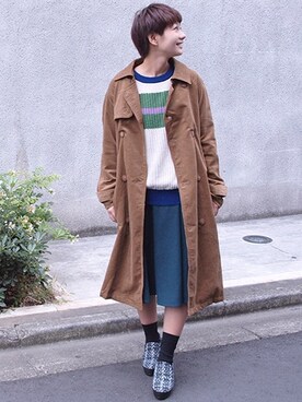 「w closet」｜「アイテム（トレンチコート）」を使った、サトウさん（レディース・165cm）の秋コーディネート