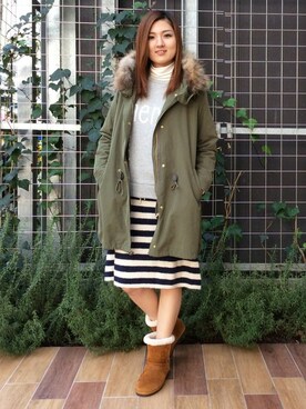 「LBC（エルビーシー）のアイテム（モッズコート）」を使った、mayuさん（レディース・165cm）の冬コーディネート