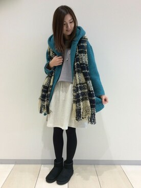 「ショート丈トップス」｜「アイテム（カバーオール）」を使った、mayuさん（レディース・165cm）の冬コーディネート
