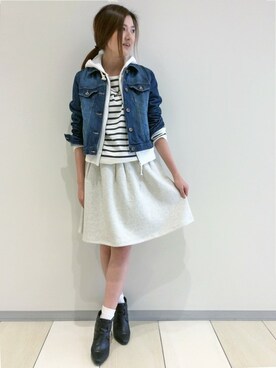 「LBC（エルビーシー）のアイテム（デニムジャケット）」を使った、mayuさん（レディース・165cm）の冬コーディネート