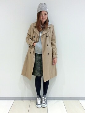 「LBC（エルビーシー）のアイテム（トレンチコート）」を使った、mayuさん（レディース・165cm）の冬コーディネート