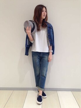 「LBC（エルビーシー）のアイテム（デニムジャケット）」を使った、mayuさん（レディース・165cm）の春コーディネート