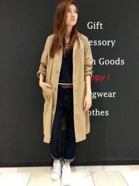 「LBC（エルビーシー）のアイテム（チェスターコート）」を使った、mayuさん（レディース・165cm）の秋コーディネート