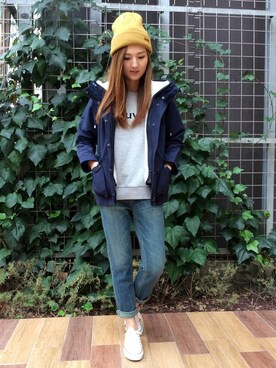 「LBC（エルビーシー）のアイテム（マウンテンパーカー）」を使った、mayuさん（レディース・165cm）の秋コーディネート