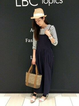 「LBC（エルビーシー）のアイテム（オールインワン・サロペット）」を使った、mayuさん（レディース・165cm）の春コーディネート